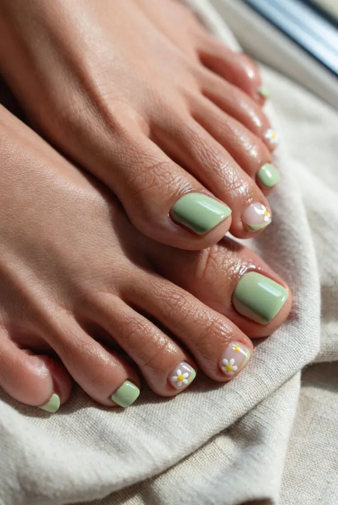 ästhetische Pediküre mit Matcha Green