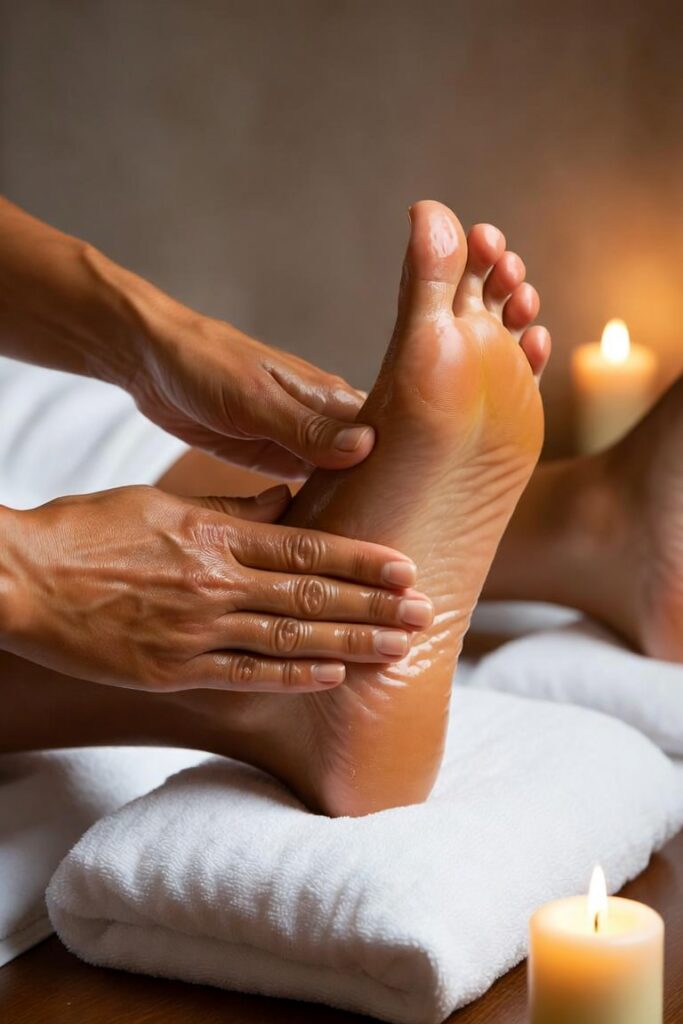 Entspannende Fußmassage gegen Stress und verspannte Füße